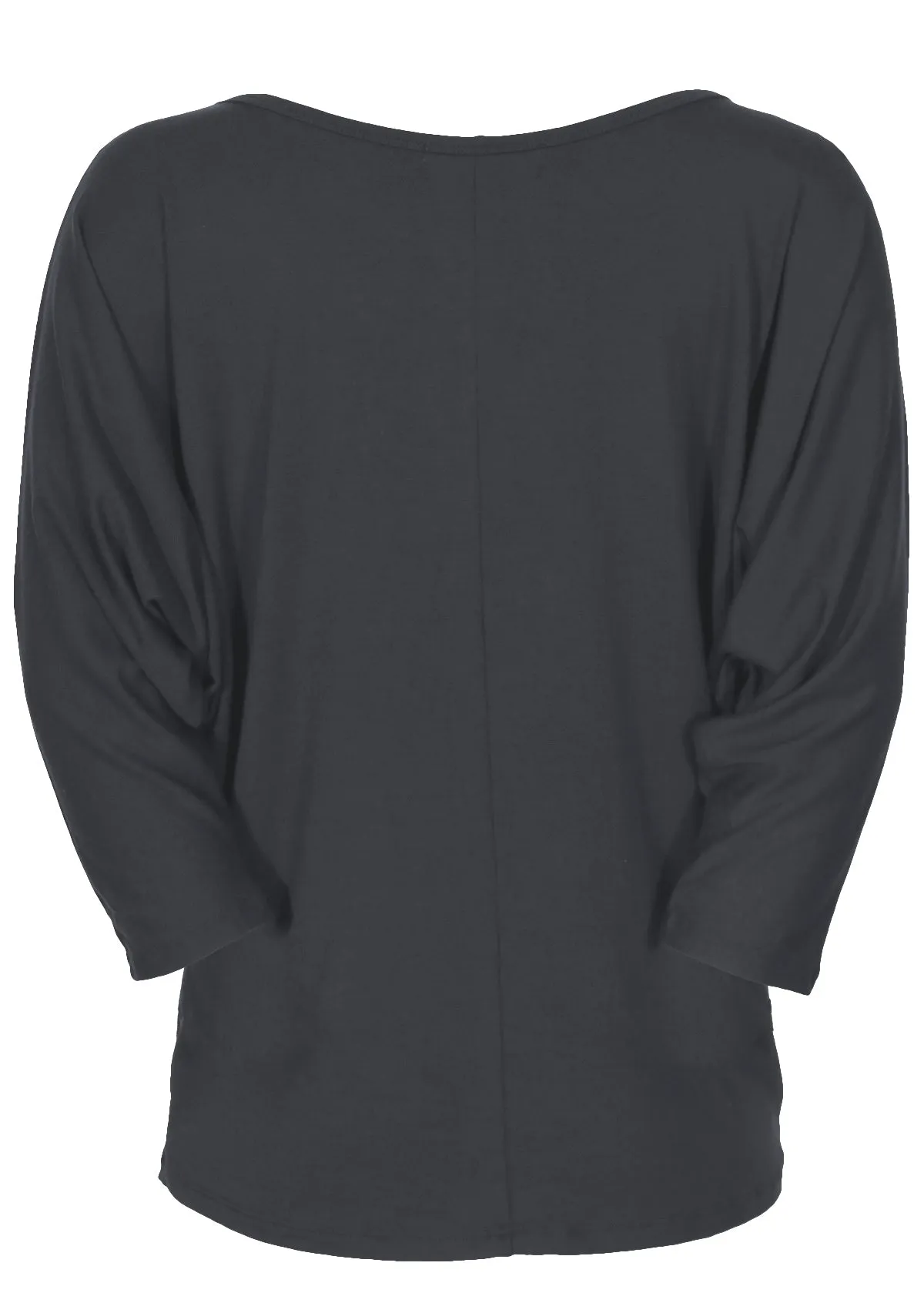 3/4 Sleeve Batwing Top Dark Grey