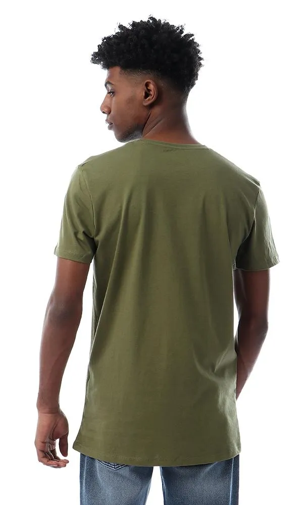 57373 Simple Casual Slip On Olive T-Shirt