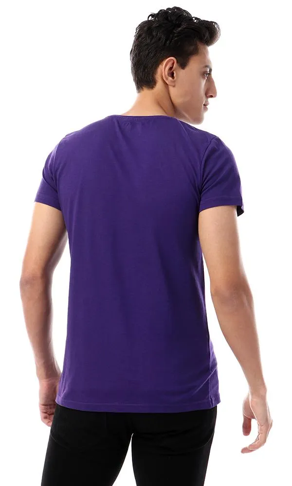 57574 Printed Hand Short Sleeves Purple T-Shirt