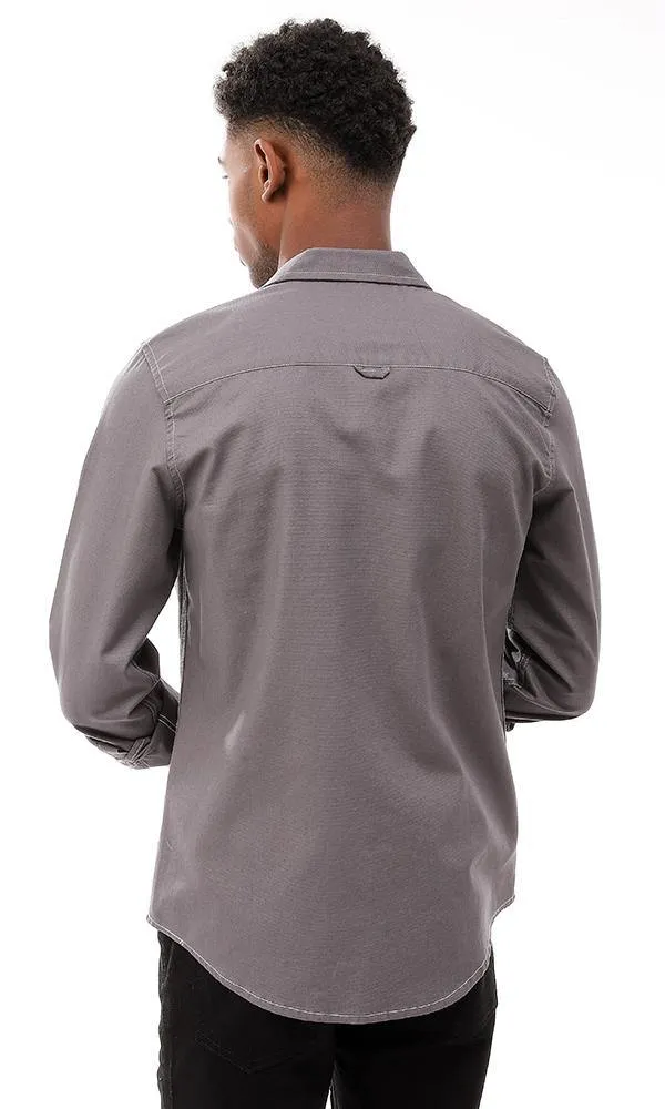 57844 Full Buttoned Cotton Shirt - Dark Grey