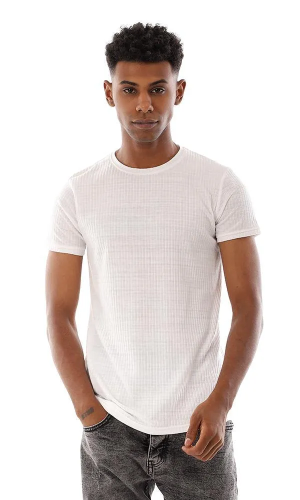 94623 Ribbed Round Neck Slip On T-Shirt - White