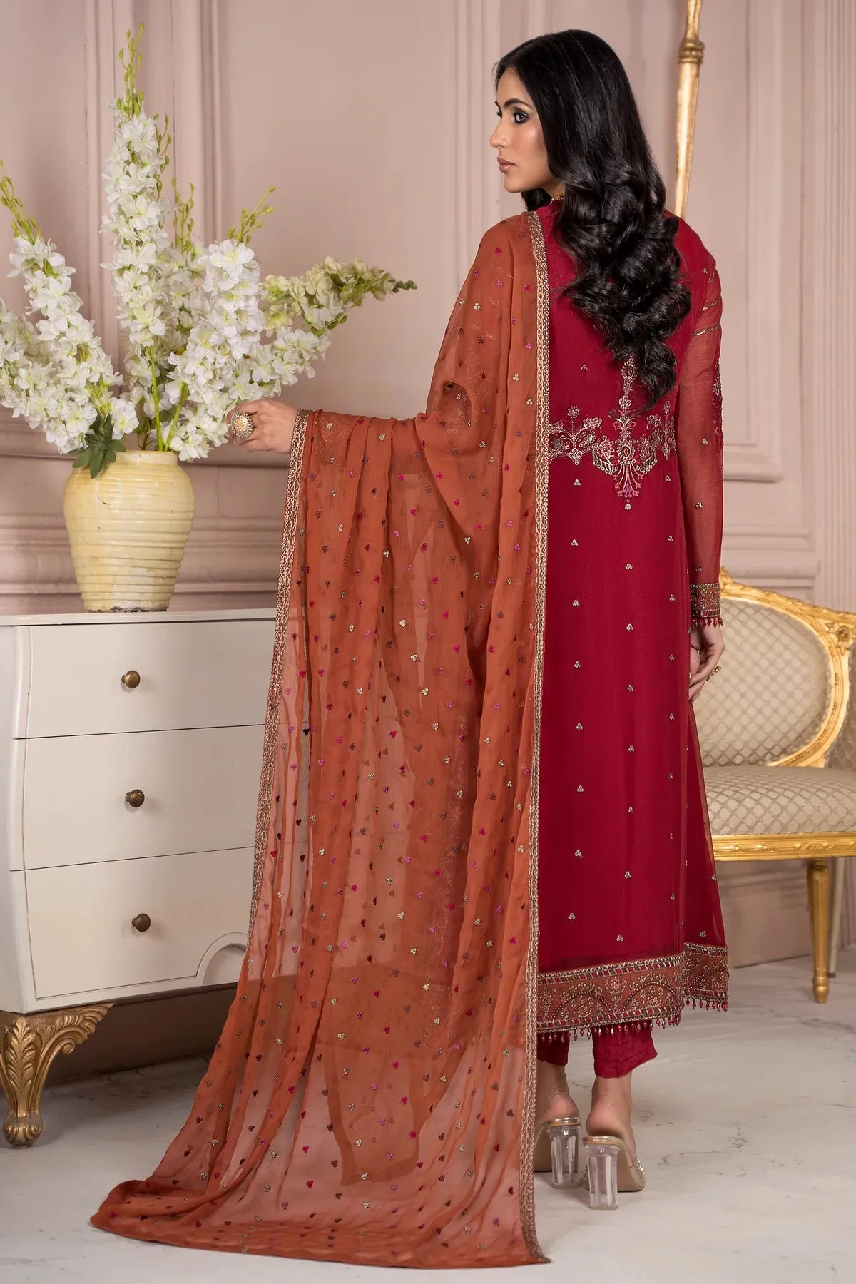 Afreen By Zarif Embroidered Net Unstitched 3 Piece Suit - 08