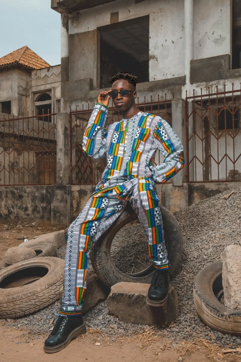 African Shirt In White Kente