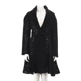 Alaïa Womens Black Felted Wool Shawl Collar Coat, Size FR 42 - Elegant & Stylish Outerwear