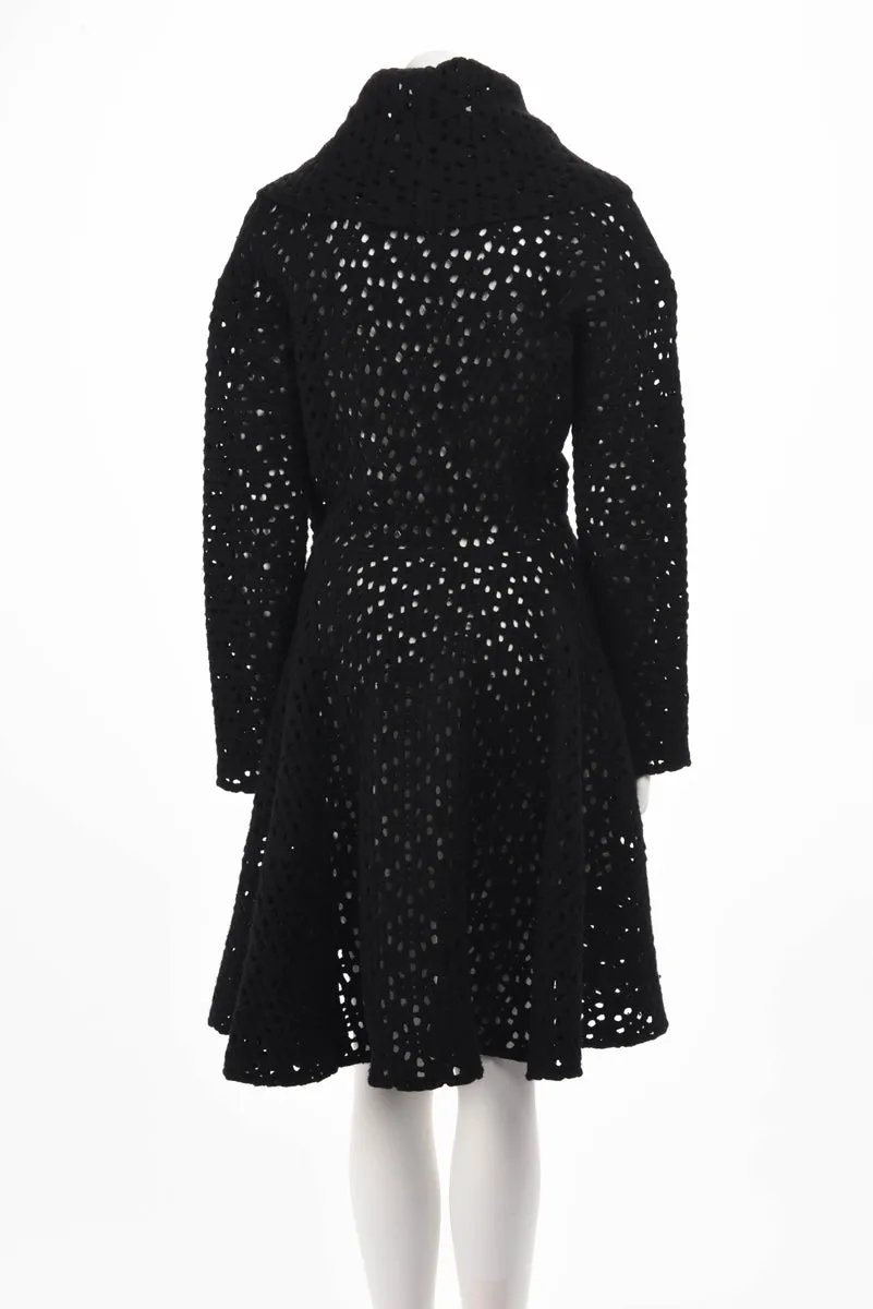 Alaïa Womens Black Felted Wool Shawl Collar Coat, Size FR 42 - Elegant & Stylish Outerwear