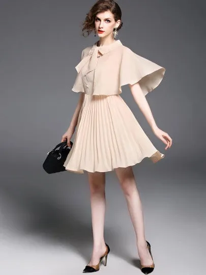 Apricot Double-Layered Chiffon Women's Day Dress