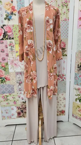 Apricot Printed Chiffon Jacket SH0142