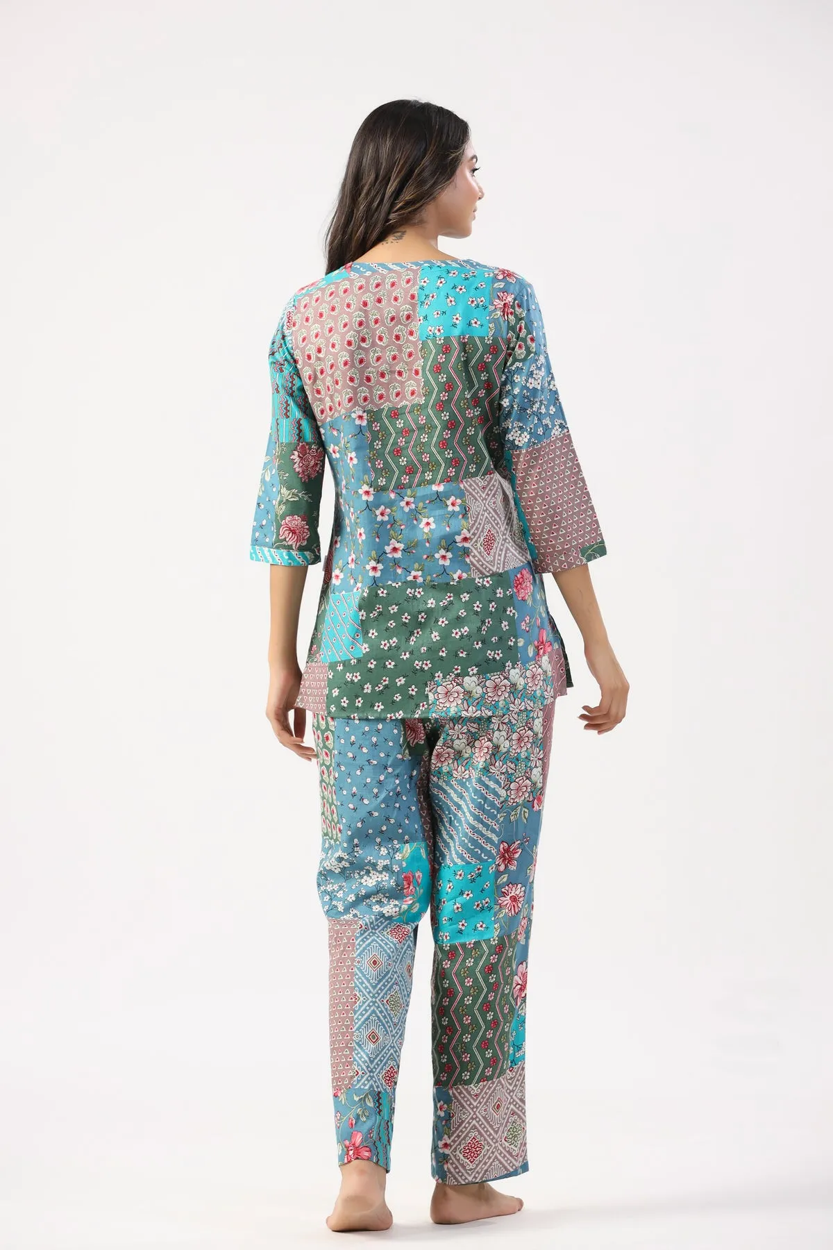 Artistic Bloom Cotton Loungewear Set