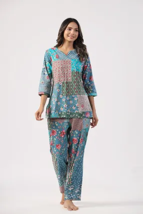 Artistic Bloom Cotton Loungewear Set