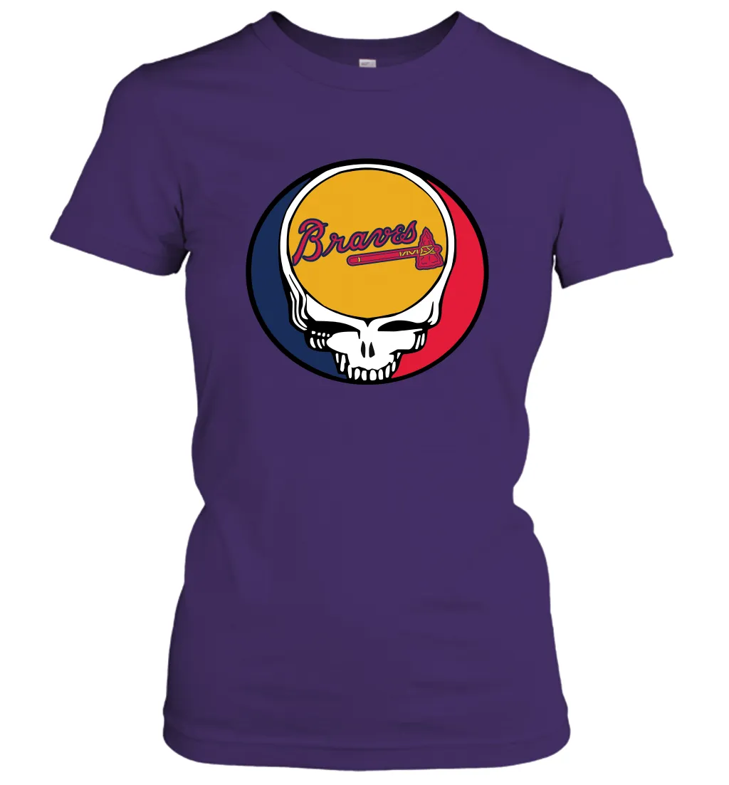 Atlanta Braves Grateful Dead Steal Your Face Baseball Womens T-Shirt