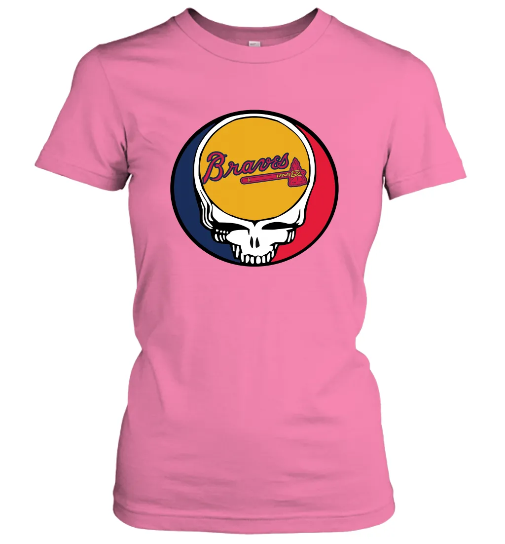 Atlanta Braves Grateful Dead Steal Your Face Baseball Womens T-Shirt