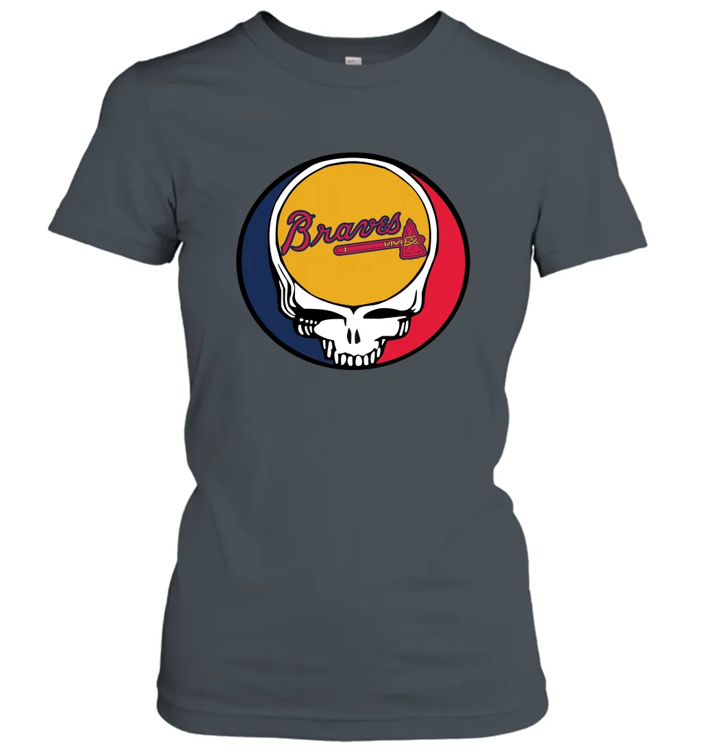 Atlanta Braves Grateful Dead Steal Your Face Baseball Womens T-Shirt