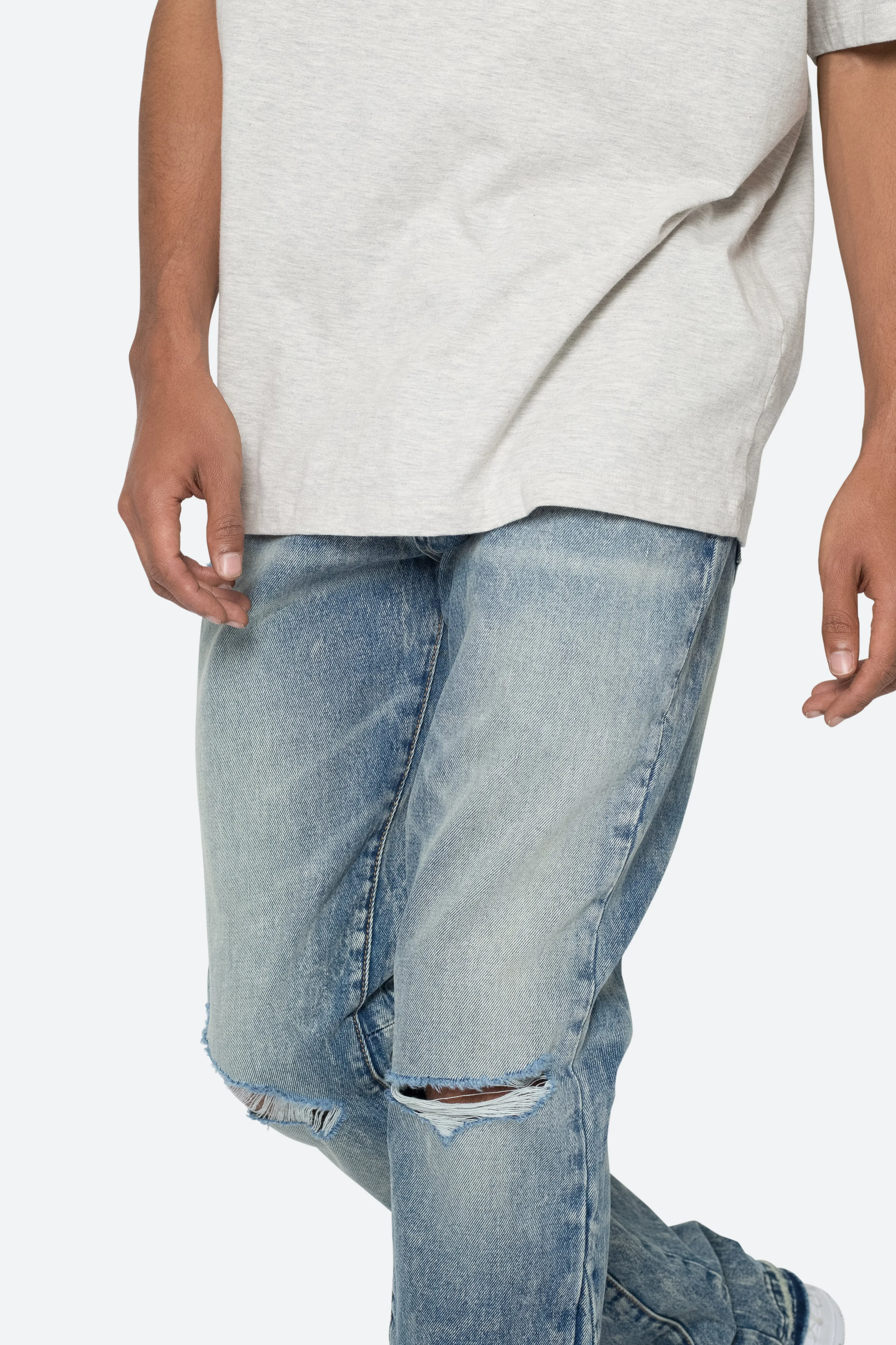 B615 Knee Hole Flare Denim - Blue