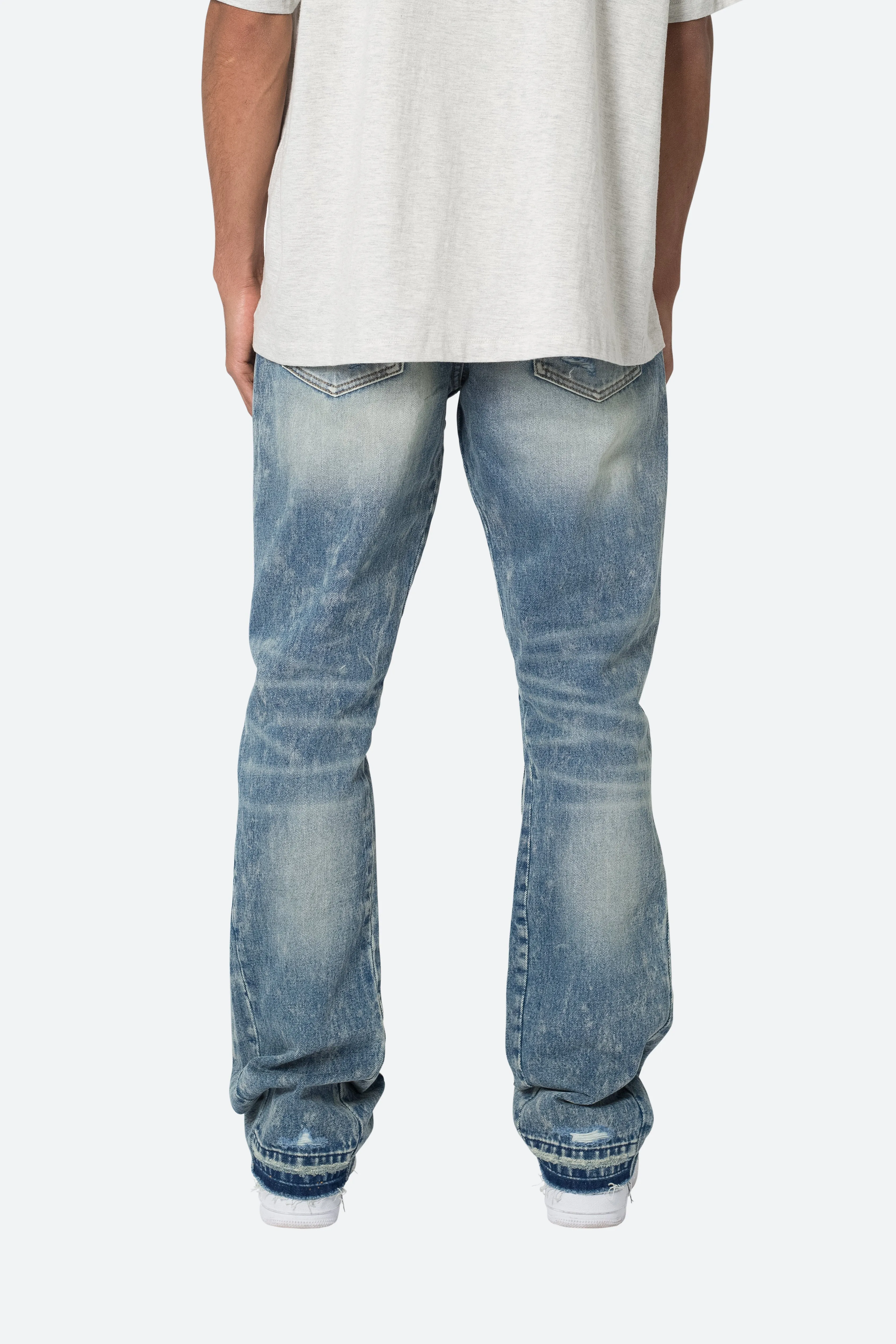 B615 Knee Hole Flare Denim - Blue