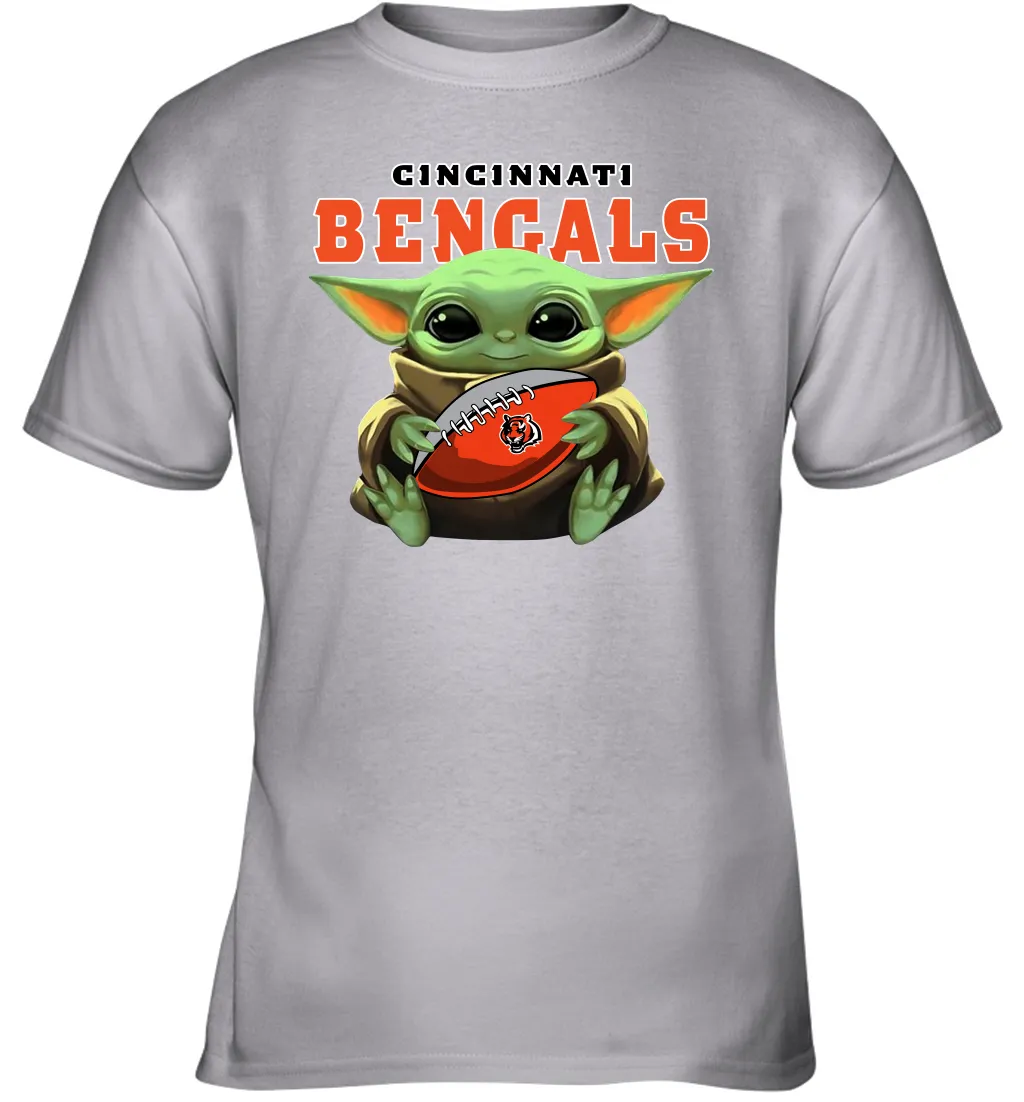 Baby Yoda Loves The Cincinnati Bengals Star Wars Baby Yoda Hugs Bengals NFL Youth T-Shirt