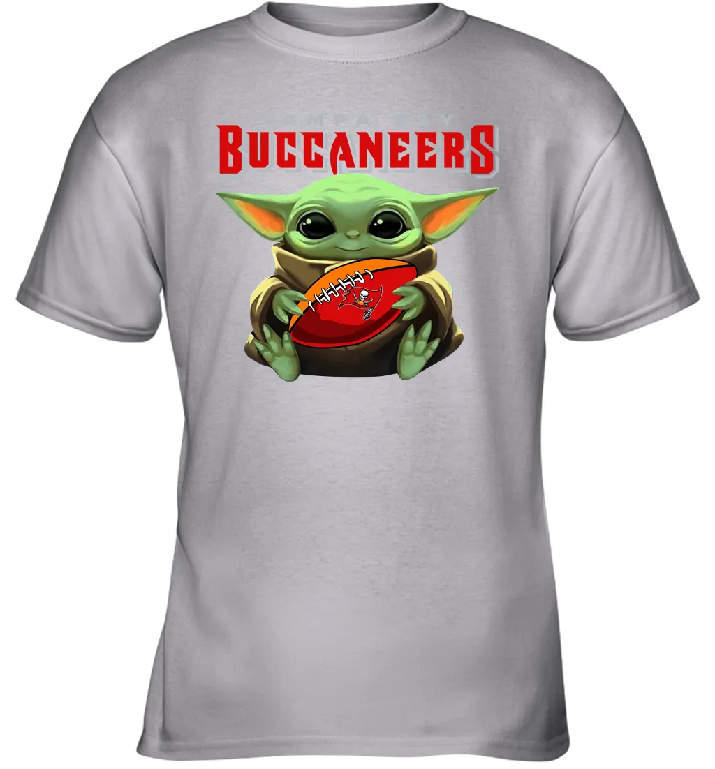 Baby Yoda Loves The Tampa Bay Buccaneers Star Wars Baby Yoda Hugs Buccaneers NFL Youth T-Shirt