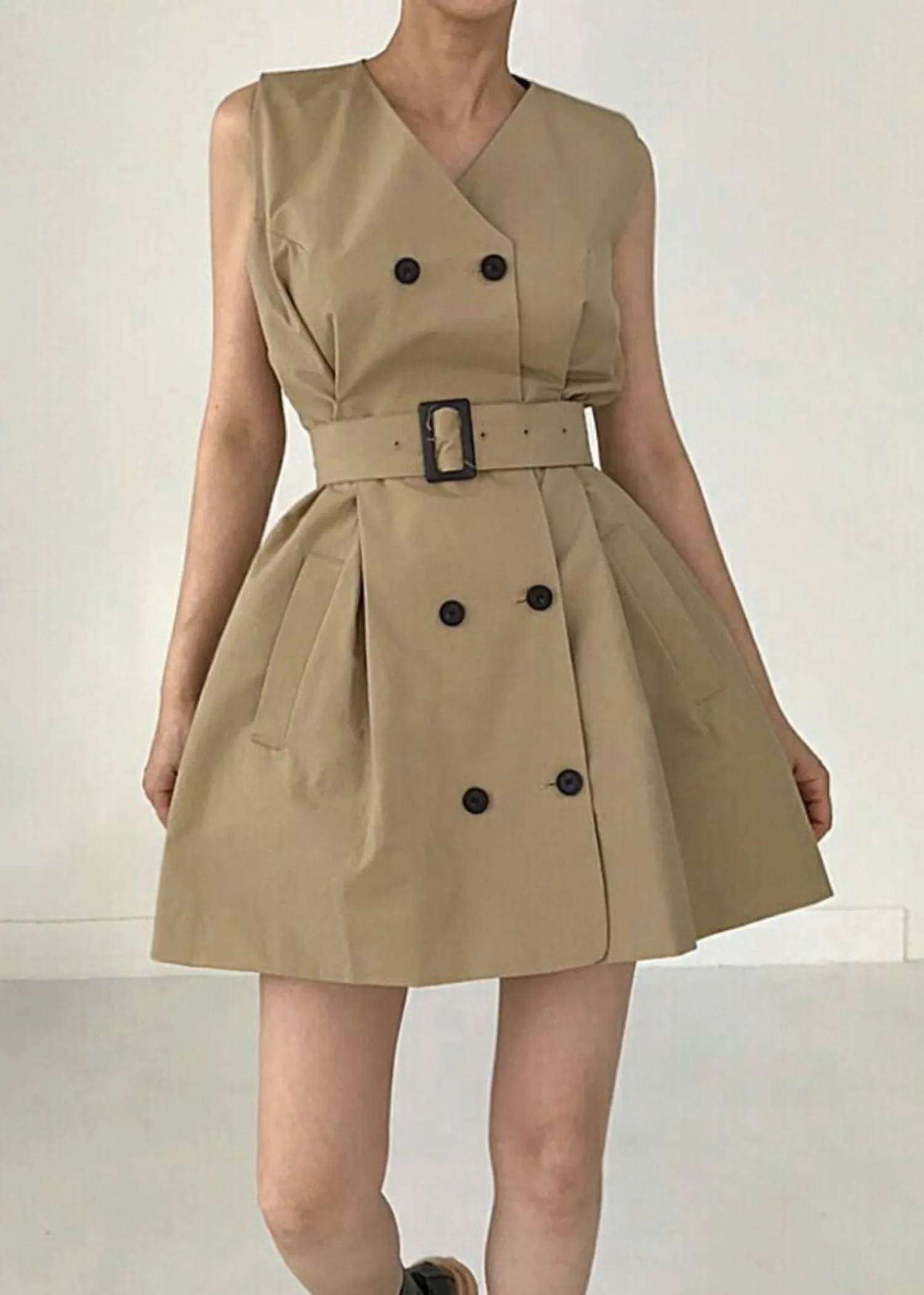 Beige Layered Trench Dress