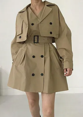 Beige Layered Trench Dress