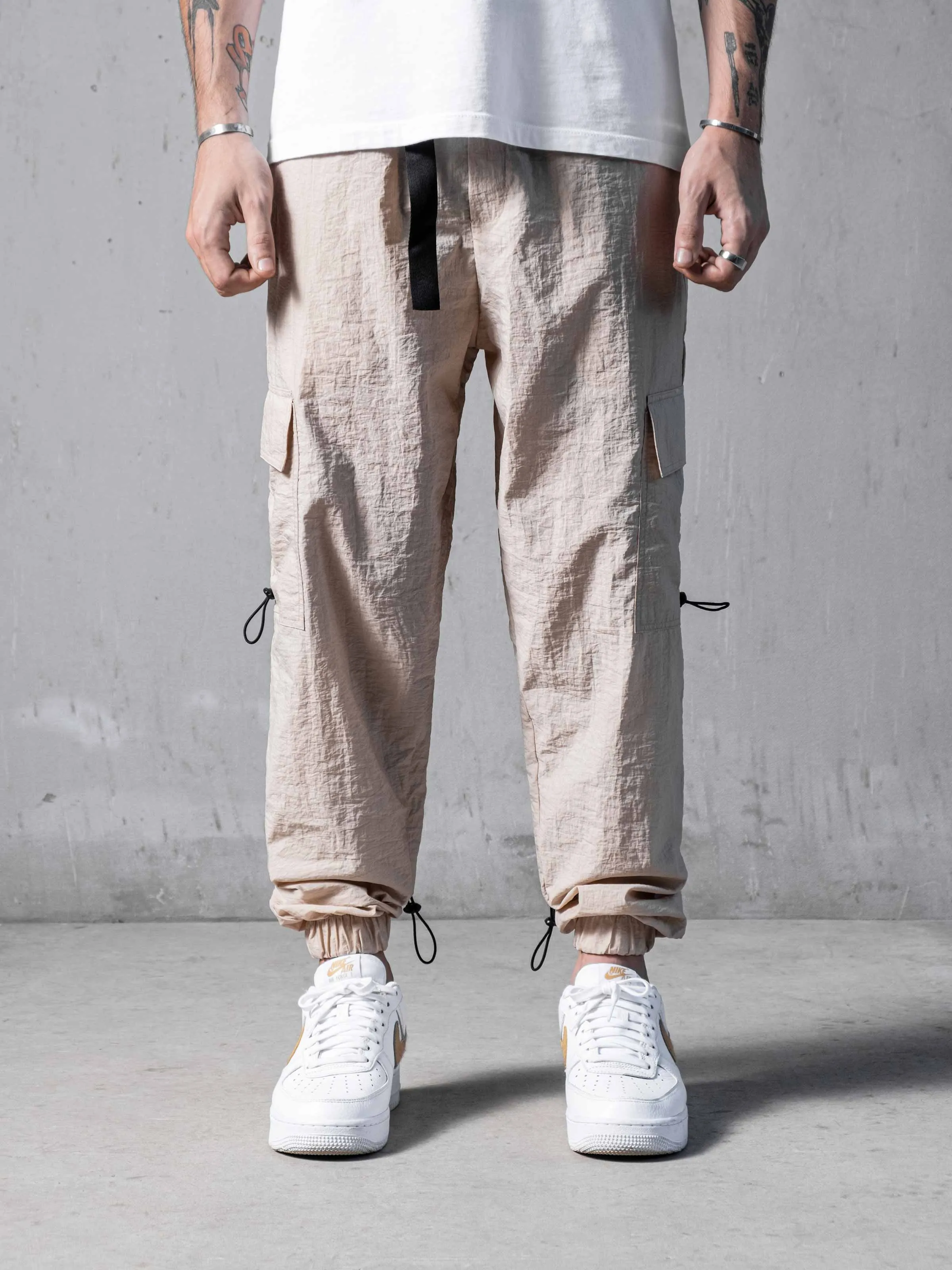 Beige Parachute Cargos