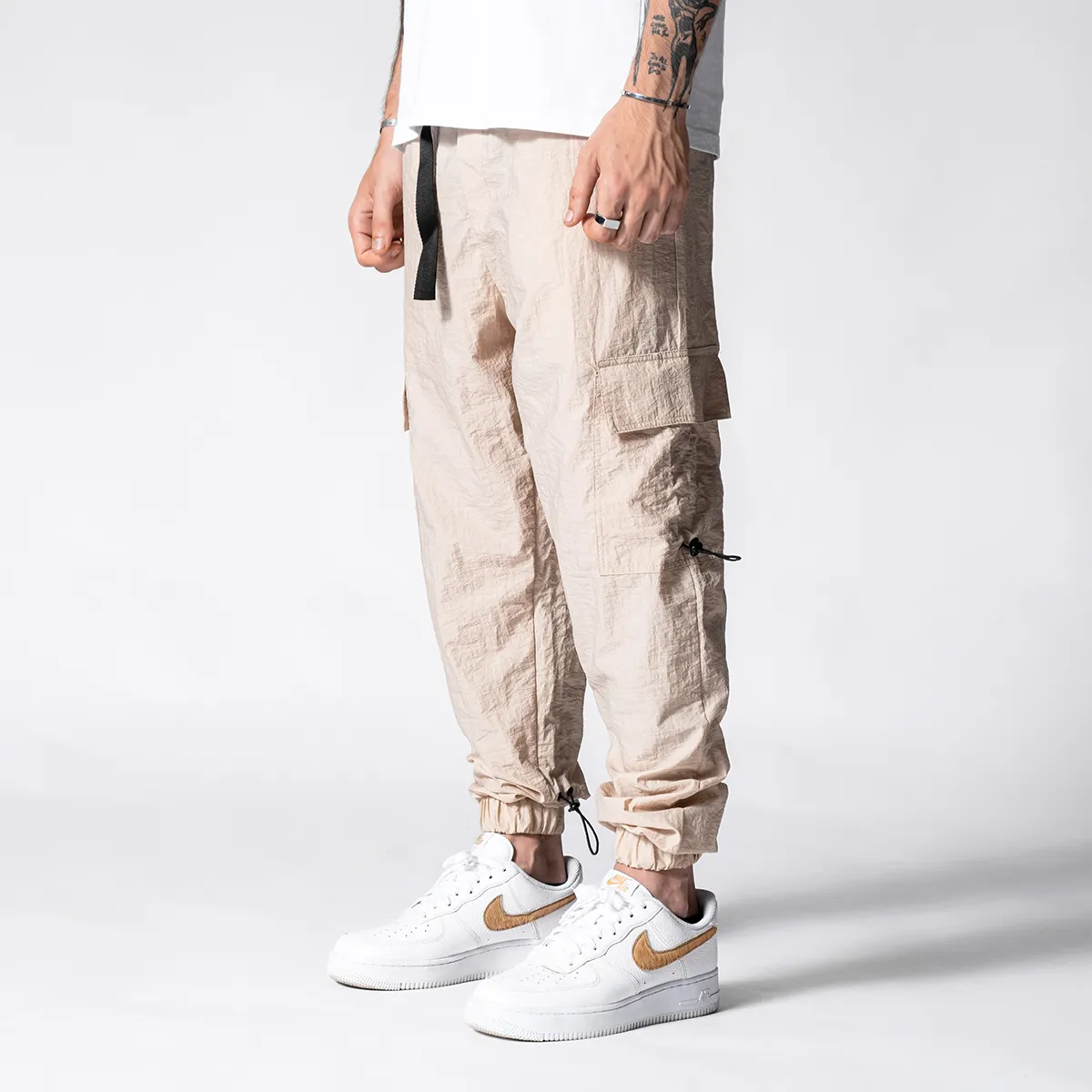 Beige Parachute Cargos