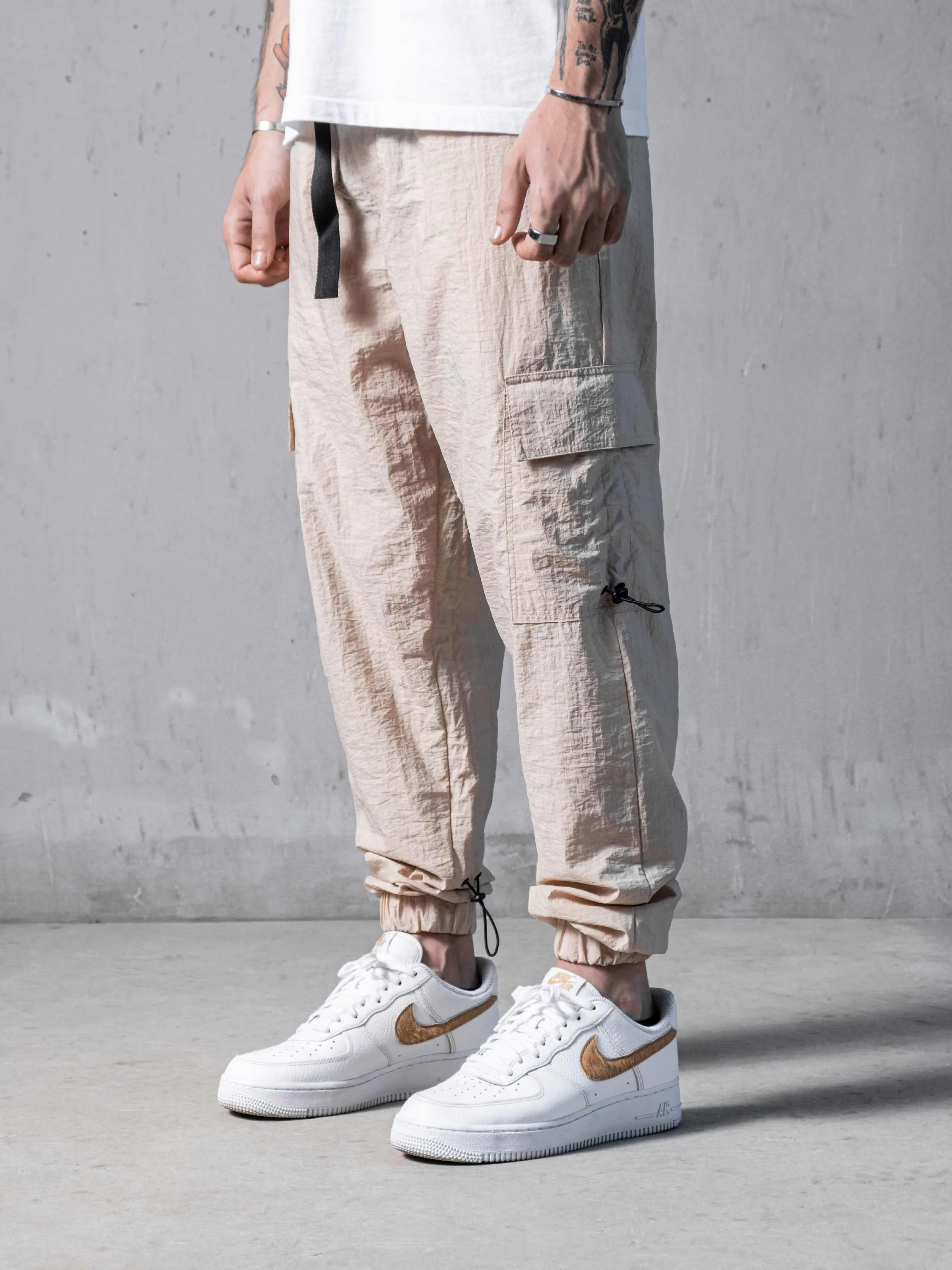 Beige Parachute Cargos