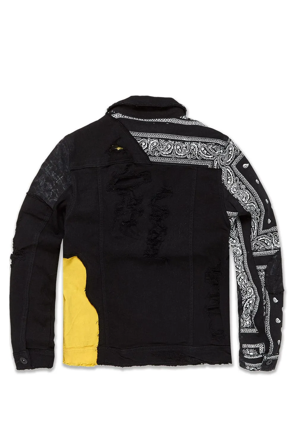 Big Men's Paisley Denim Trucker Jacket (Pollen)