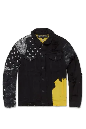 Big Men's Paisley Denim Trucker Jacket (Pollen)