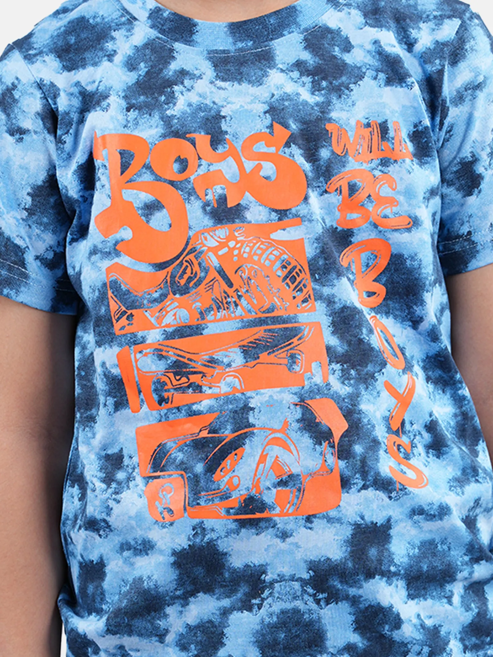 Boys Tie and Dye Tee With Chest Print