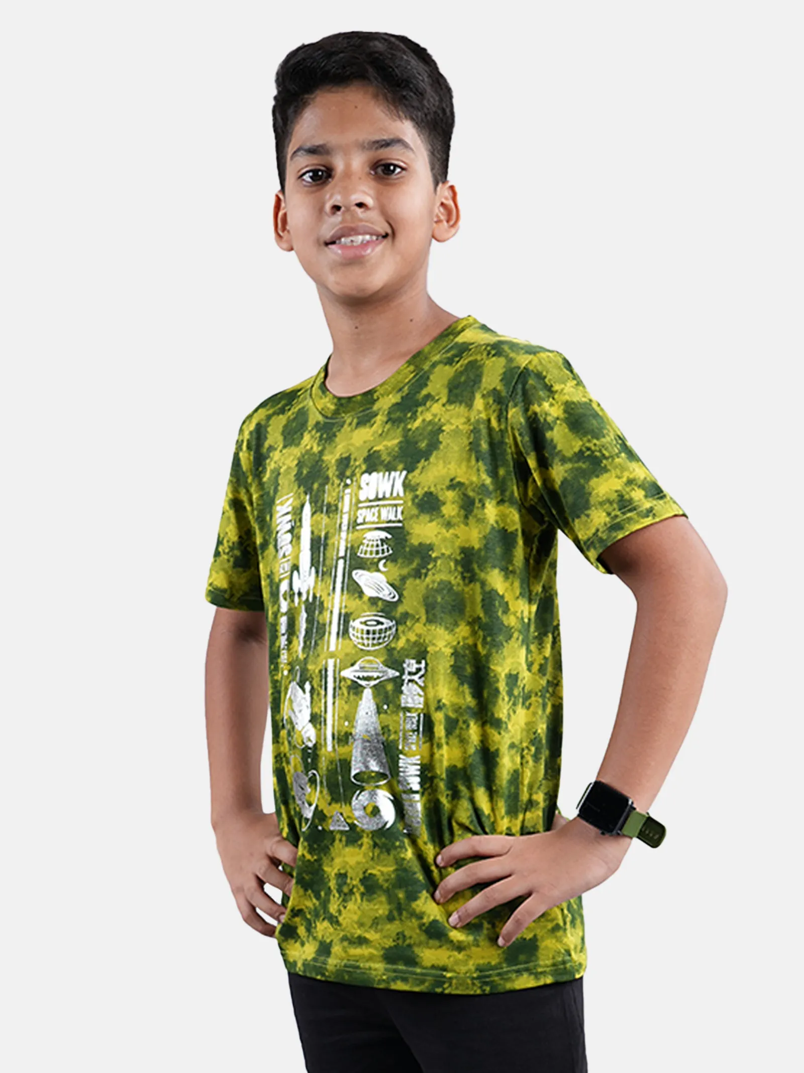 Boys Tie and Dye Tee With Chest Print