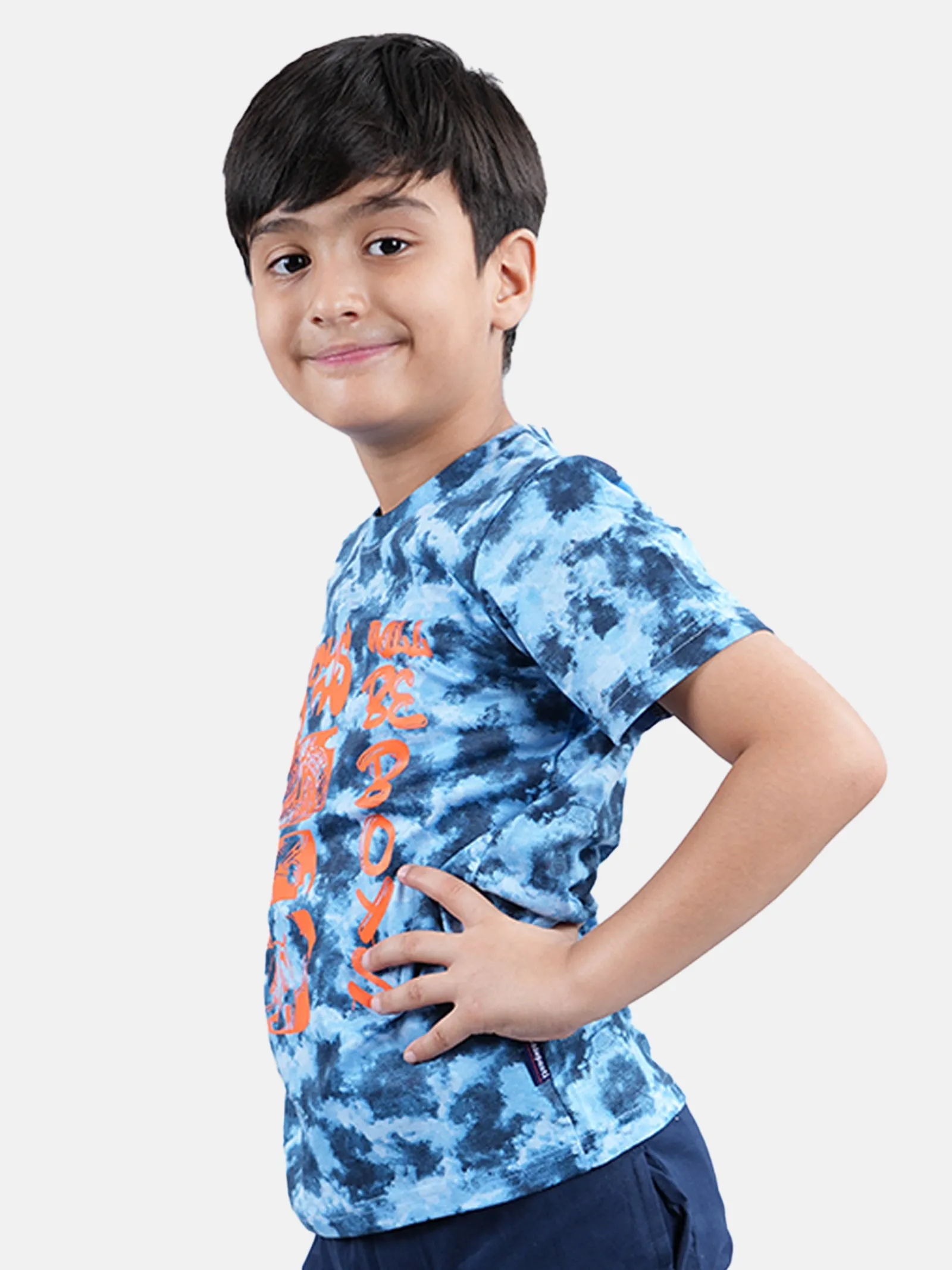 Boys Tie and Dye Tee With Chest Print