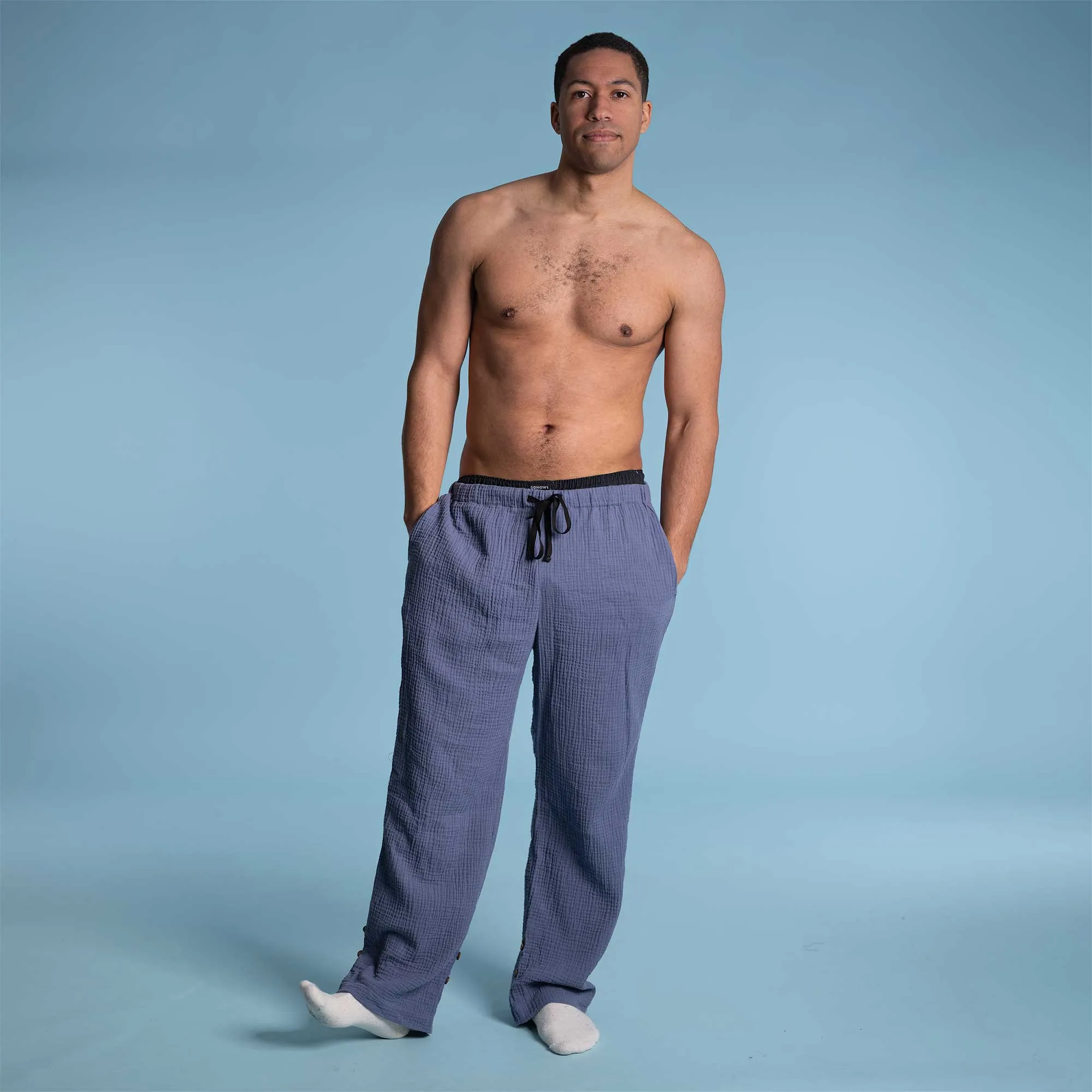 BREEZEVILLE 100% Organic Cotton Double-Gauze Jammy Lounge Pants (OC Thread, Covered Organic Elastic) (100% Biodegradable)