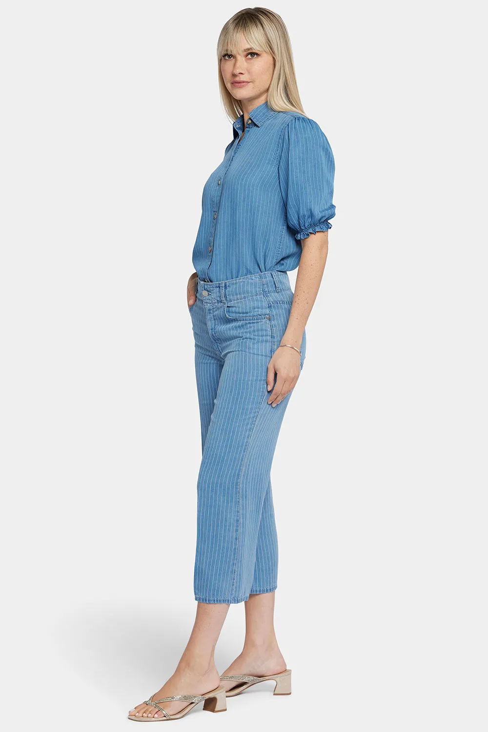 Brigitte Wide Leg Capri Jeans - Light Marine