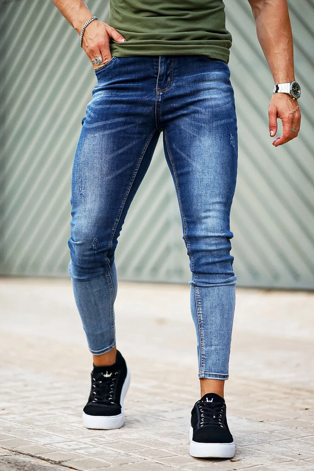 Buy $80 Free Shipping Stylish Skinny Jean - Blue