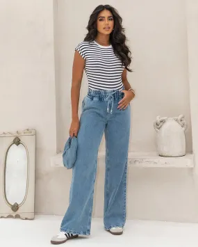 Calça Consciência Jeans Wide Leg Com Elástico e Cordão 23391  (CO/C)