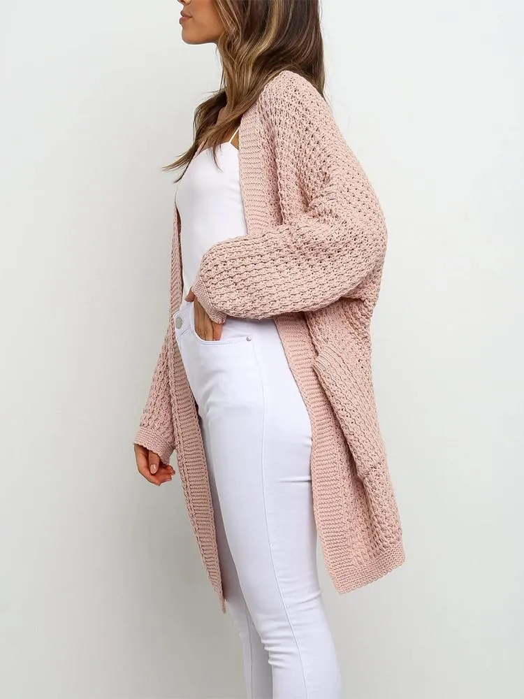 Cardigan Ample Couleur Poche Unie