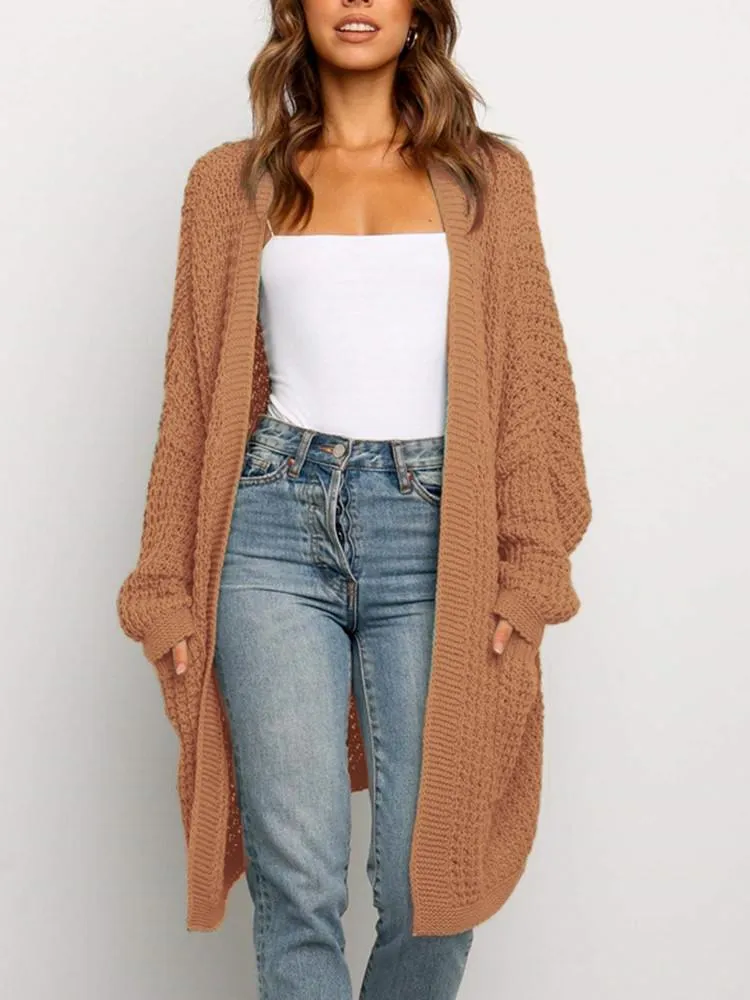 Cardigan Ample Couleur Poche Unie