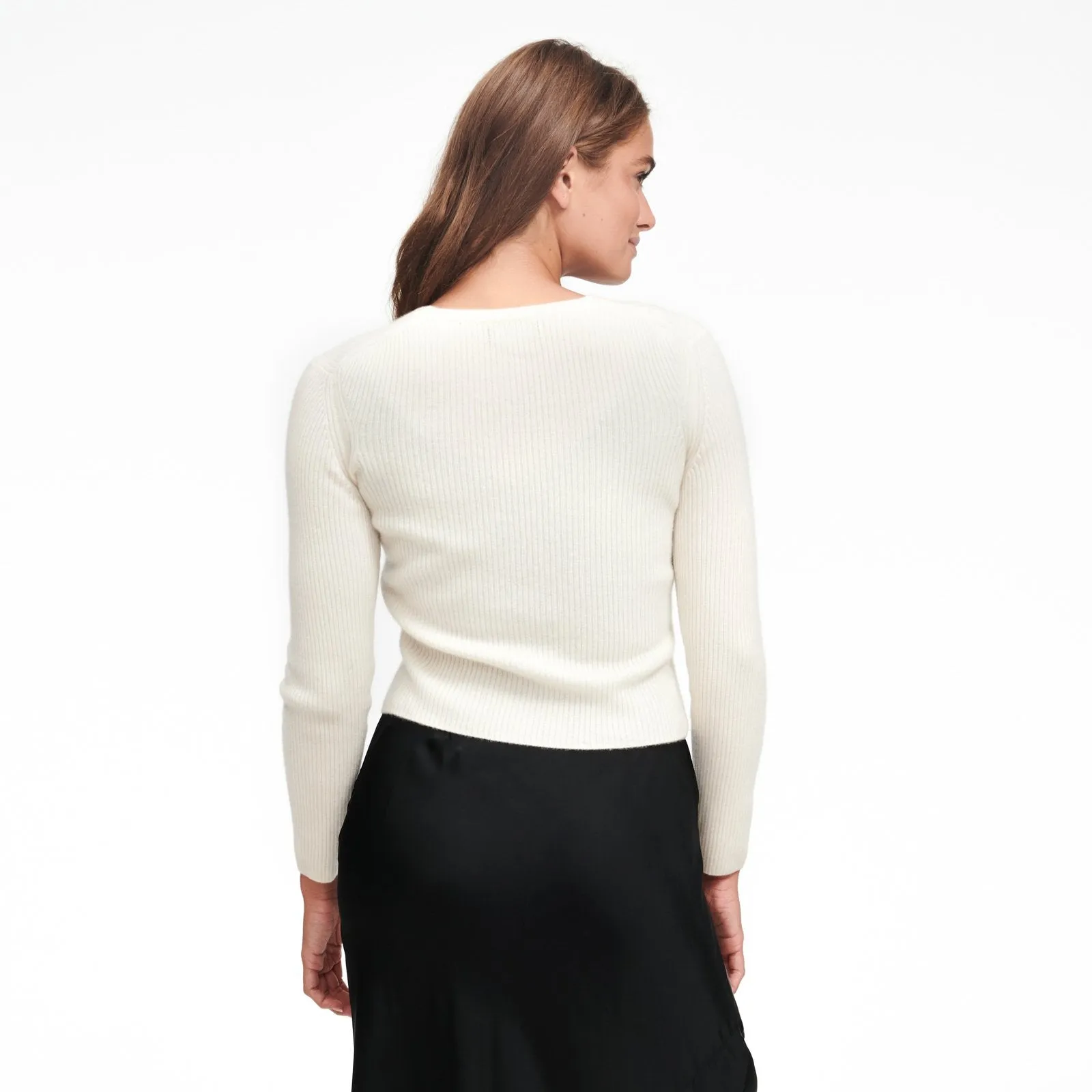 Cashmere Ribbed Cropped Cardigan