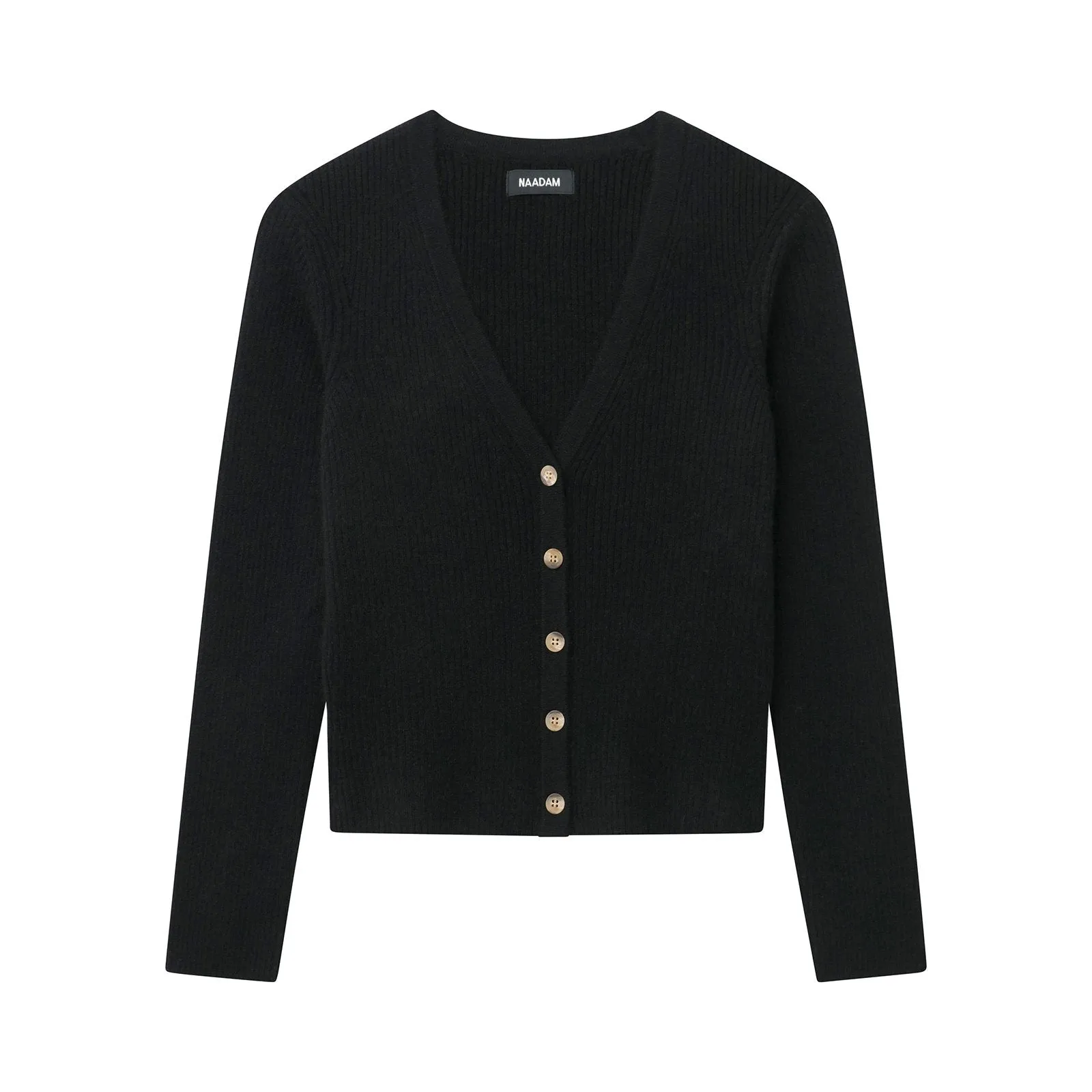 Cashmere Ribbed Cropped Cardigan