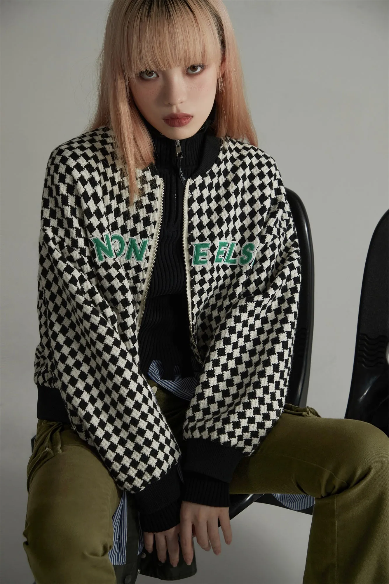 Chess Pattern Loose Fit Coat