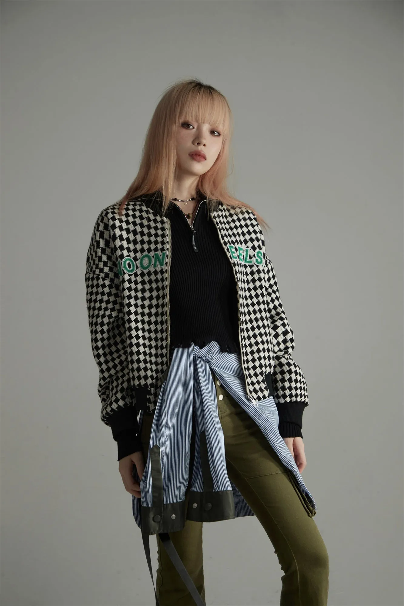 Chess Pattern Loose Fit Coat