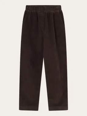 CHLOE barrel high-rise babycord elastic waistband pants - Chocolate Plum