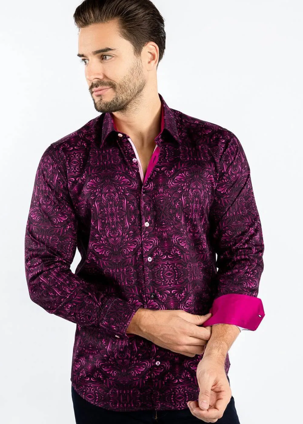 Claudio Lugli Men's Ornament Shirt Fuchsia