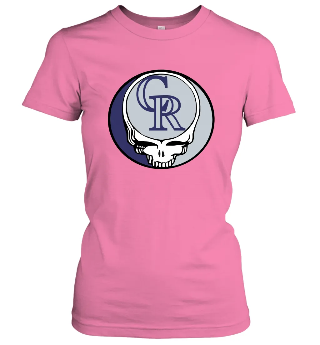 Colorado Rockies Grateful Dead Steal Your Face Baseball Womens T-Shirt