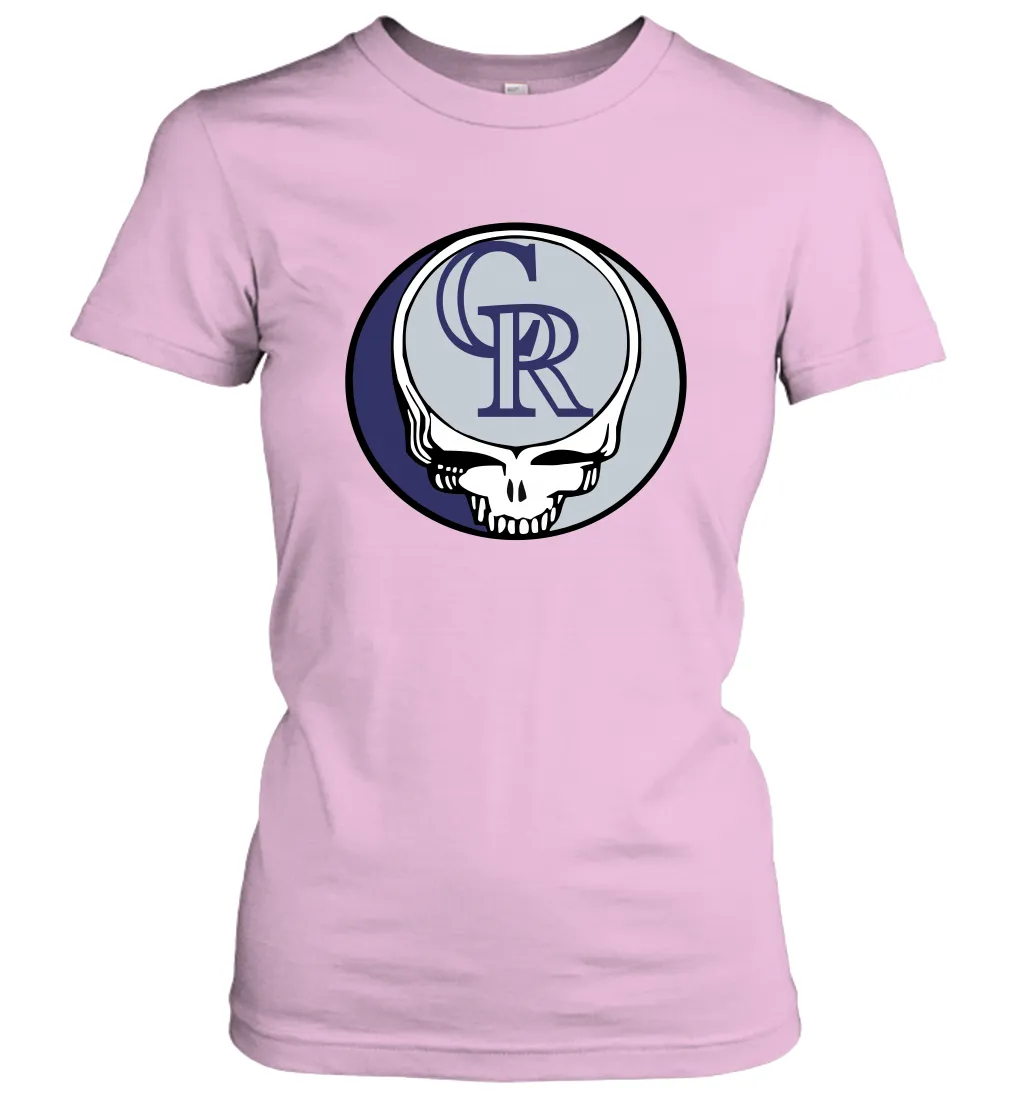 Colorado Rockies Grateful Dead Steal Your Face Baseball Womens T-Shirt