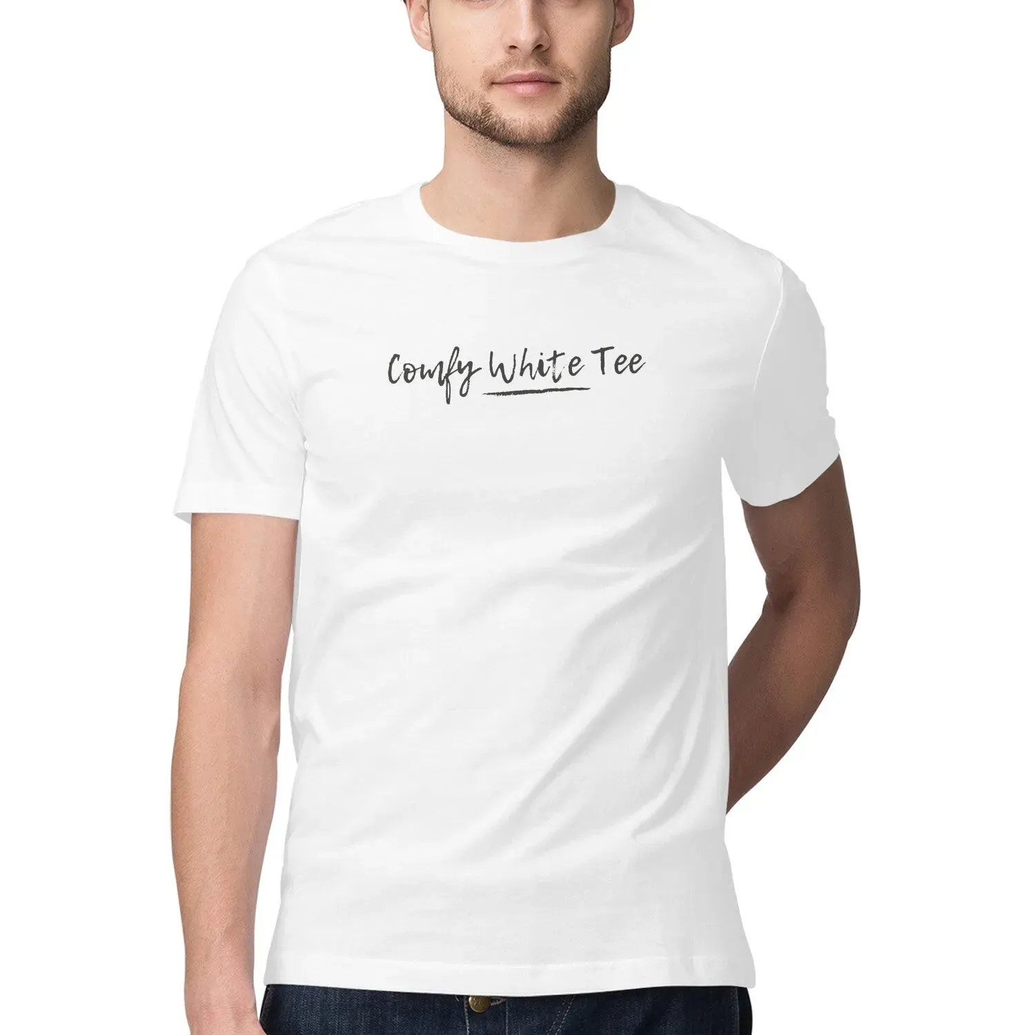 Comfy White Tee Crew Neck T-shirt for Men