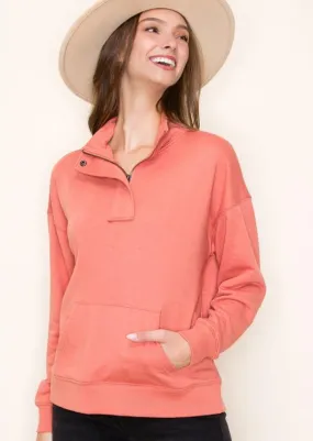 Coral Half Zip Pullover