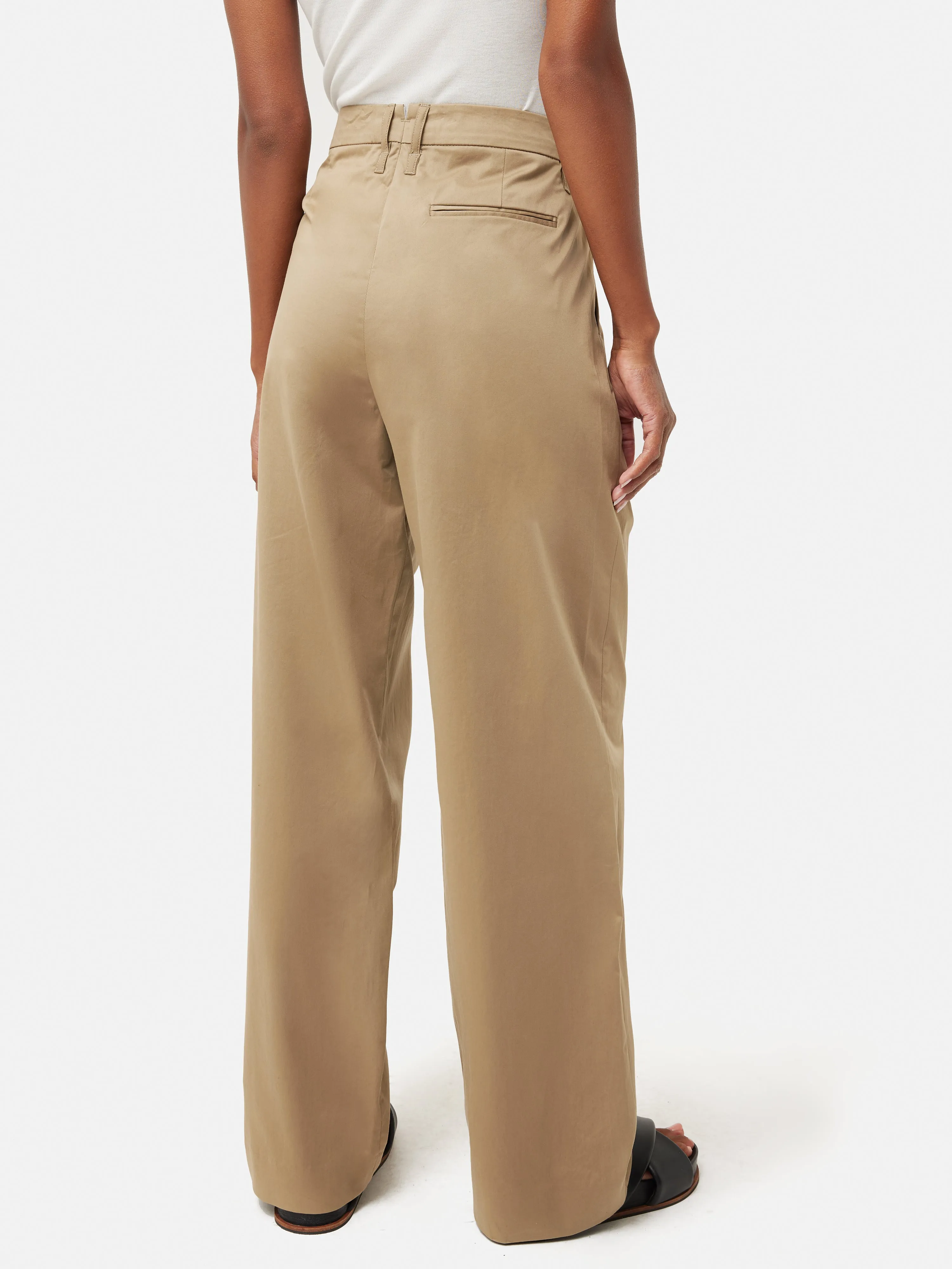 Cotton Pleat Front Trouser | Stone