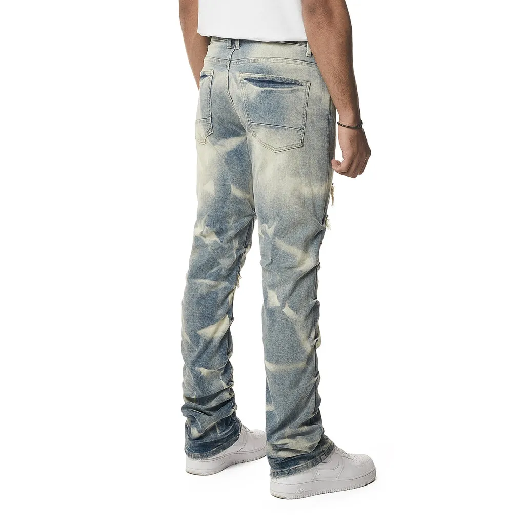 Crinkle Effect Straight Jeans - Clyde Blue