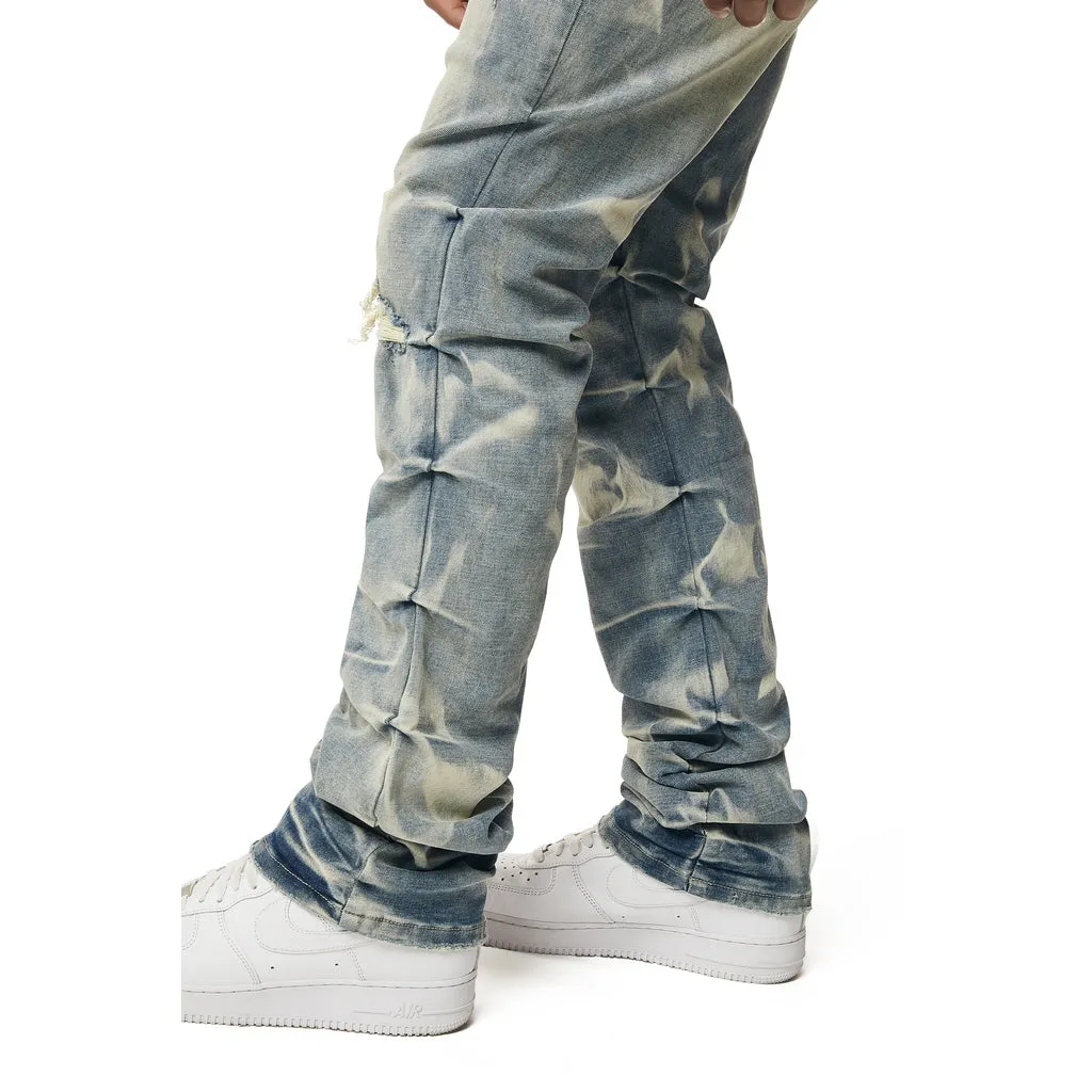 Crinkle Effect Straight Jeans - Clyde Blue