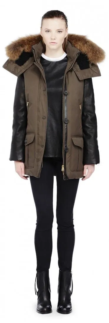 Cynthia Leather Sleeved Down Parka